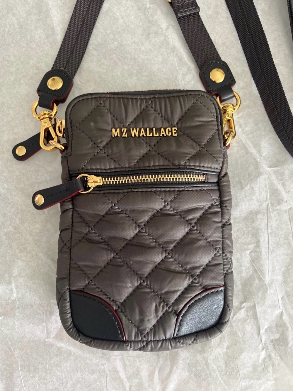 NWOT MZ Wallace Micro Nylon Quilted Gray crossbody bag
